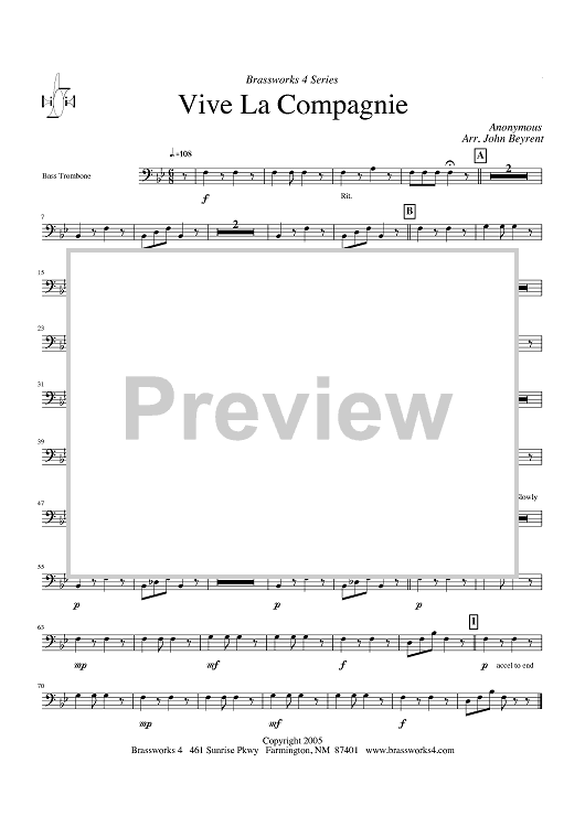 Vive La Compagnie - Bass Trombone