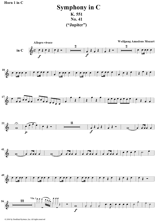 Symphony No. 41 in C Major, K551 (