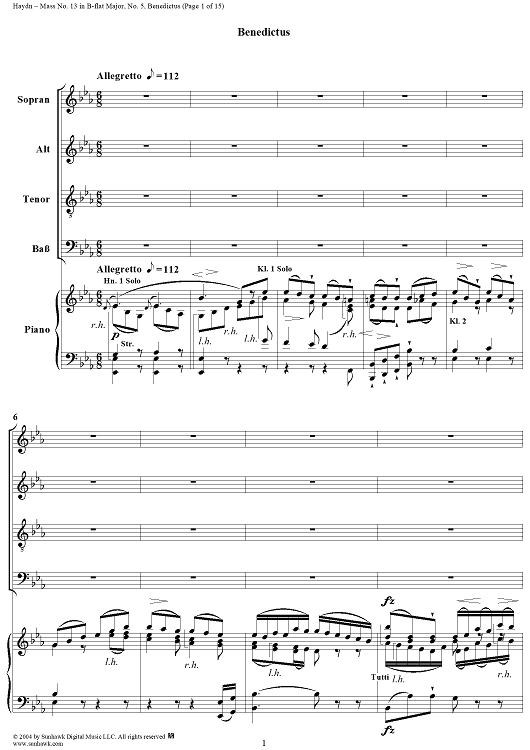 Mass No. 13 in B-flat Major: No. 5, Benedictus