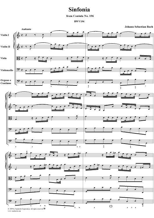 Sinfonia to Cantata no. 196 - BWV196