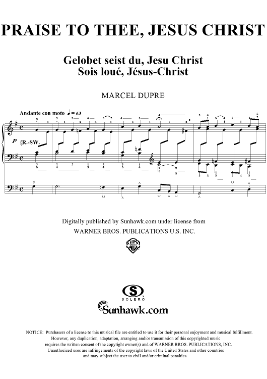 Praise to Thee, Jesus Christ, from "Seventy-Nine Chorales", Op. 28, No. 27