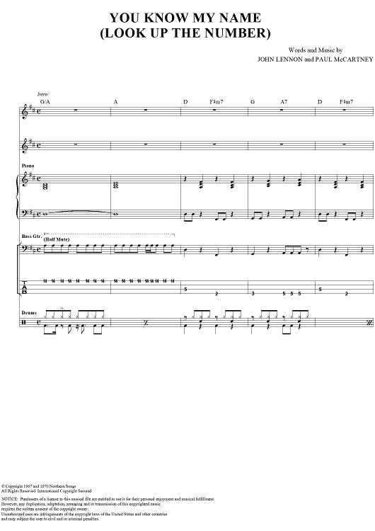 You Know My Name (Look Up the Number)