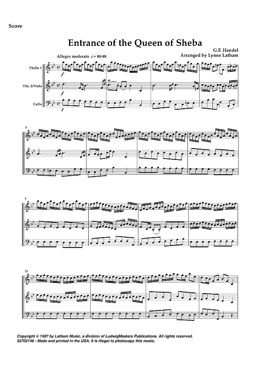 Entrance of the Queen of Sheba - Score