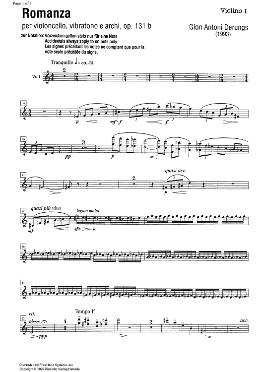 Romanza Op.131b - Violin 1