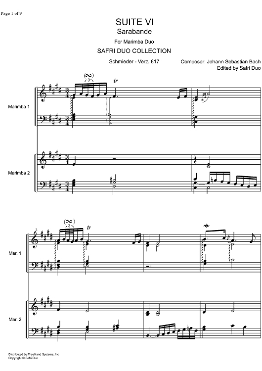 French Suite  6 E Major BWV 817 - Score