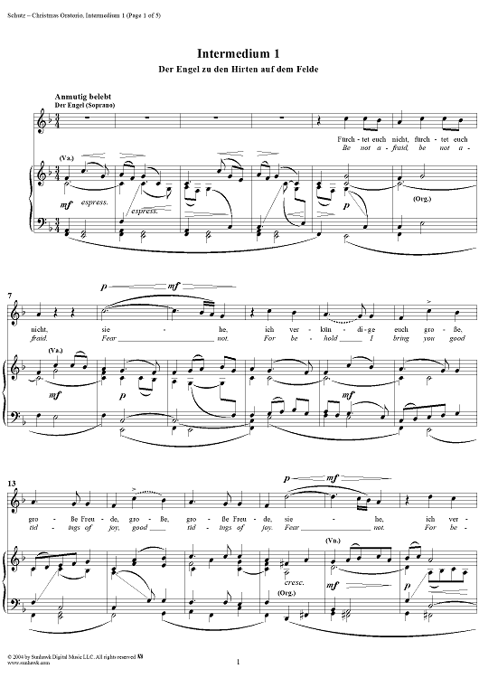 Christmas Oratorio: Intermedium I - Der Engel "Fürchtet euch nicht"