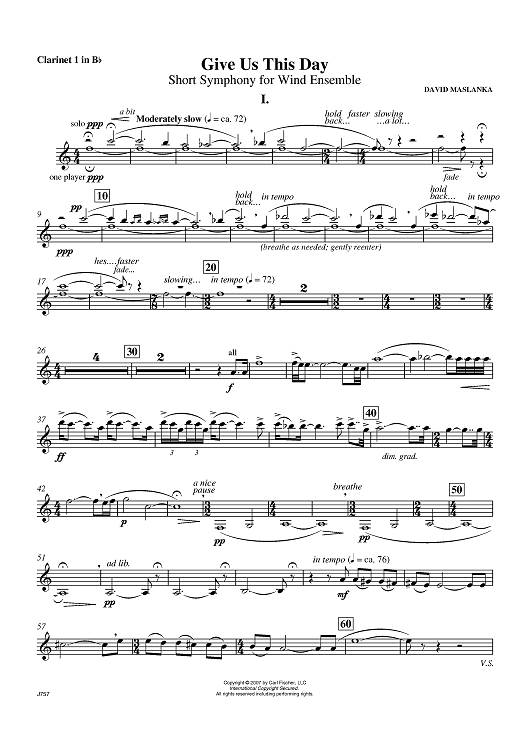 Give Us This Day - Clarinet 1