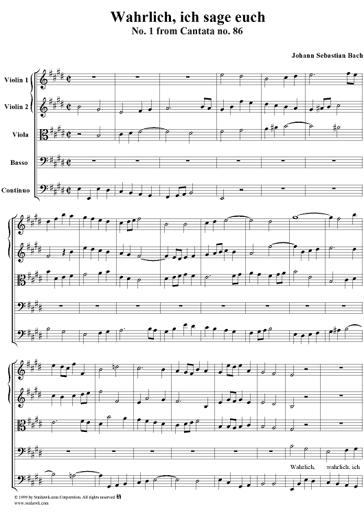 Wahrlich, ich sage euch - No. 1 from Cantata no. 86, BWV86