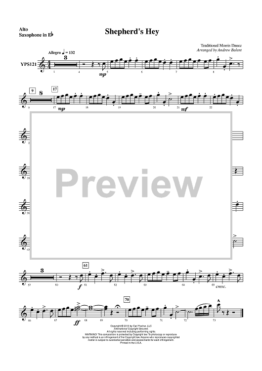 Shepherd’s Hey - Alto Sax