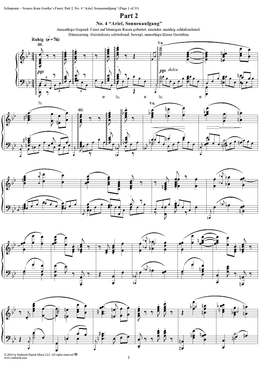 Scenes from Goethe's Faust, Part 2, No. 4: "Ariel, Sonnenaufgang" - Score