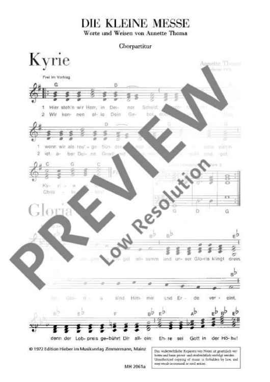 Die Kleine Messe - Choral Score