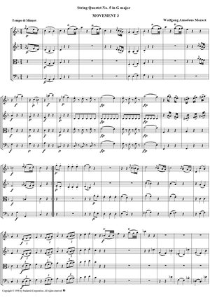 String Quartet No. 5, Movement 3 - Score