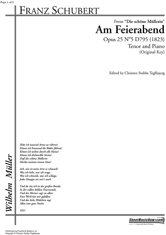 Am Feierabend Op.25 No. 5 D795