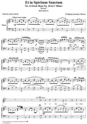 Et in Spiritum sanctum - No. 13 from Mass no. 18 in C minor ("Great")   - K427 (K417a)