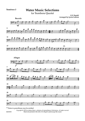 Water Music Selections for Trombone Quartet - Trombone 2