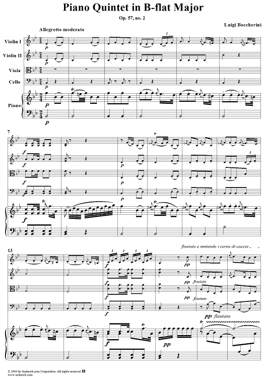 Piano Quintet in B-flat Major, Movement 1 - Piano Score