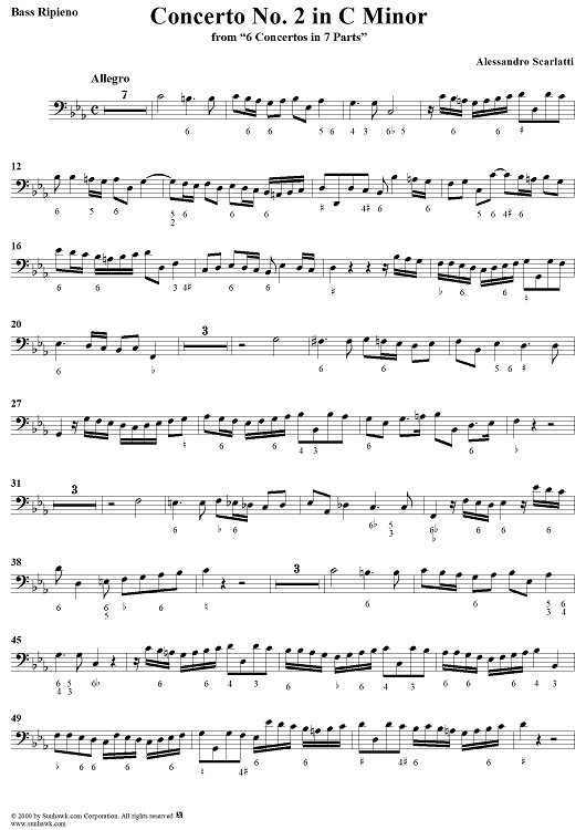 Concerto No. 2 in C Minor from "6 Concerti Grossi" - From "6 Concertos in 7 Parts" - Bass