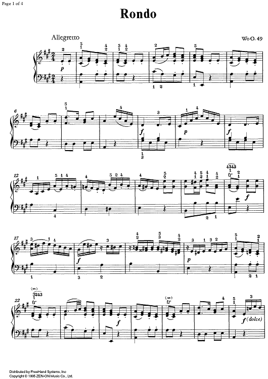 Rondo A Major WoO 49 - Piano
