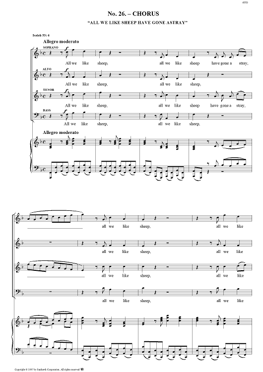 Messiah, no. 26: All we like sheep have gone astray - Piano Score