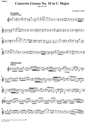 Concerto Grosso No. 10 in C Major, Op. 6, No. 10 - Violin 1