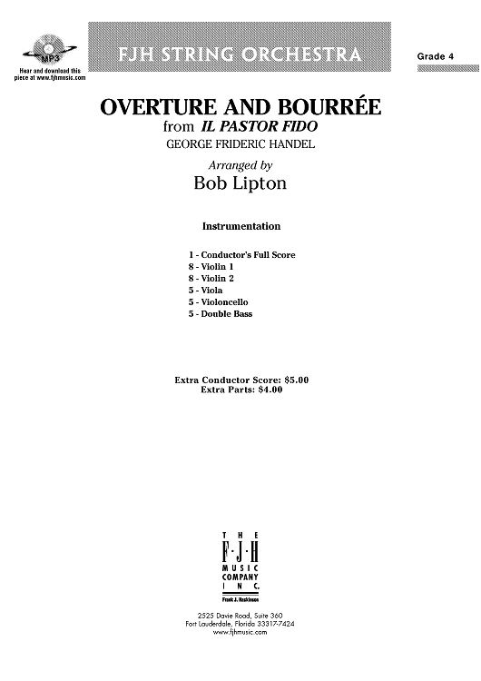 Overture and Bourrée from Il Pastor Fido - Score