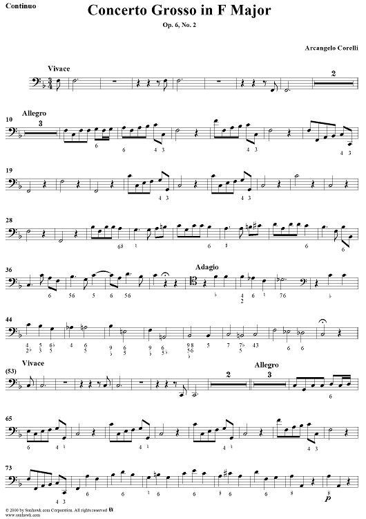 Concerto Grosso No. 2 in F Major, Op. 6, No. 2 - Continuo