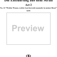 "Die Entführung aus dem Serail", Act 2, No. 12 "Welche Wonne, welche Lust herrscht nun mehr in meiner Brust" - Full Score