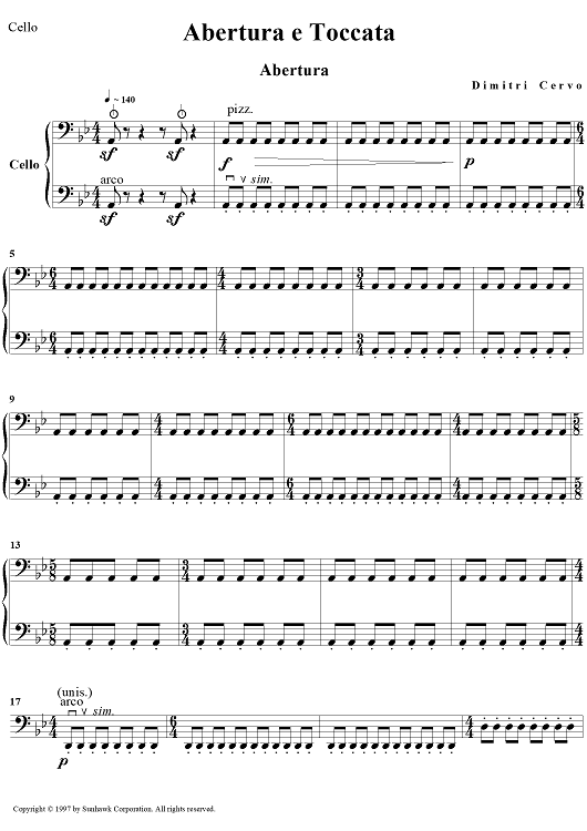 Abertura e Toccata - Cello