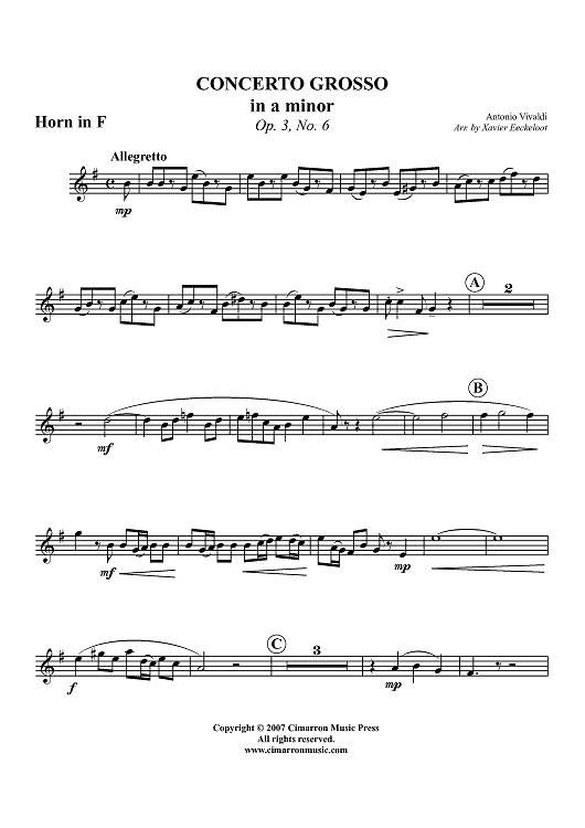 Concerto Grosso in A Minor - Horn in F