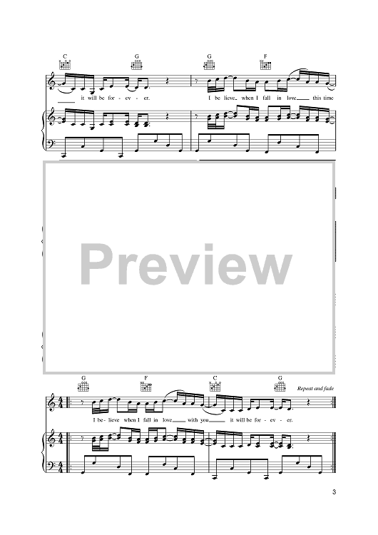 I Believe When I Fall In Love It Will Be Forever Sheet Music By I believe when i fall in love it will be forever sheet music by