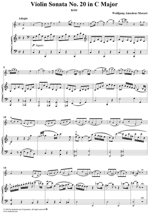 Violin Sonata No. 20 in C Major, K293c (K303) - Piano Score&quot