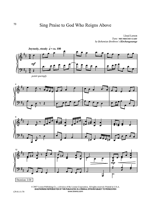 Sing Praise to God Who Reigns Above