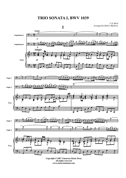Trio Sonata I, BWV 1039 - Piano Score