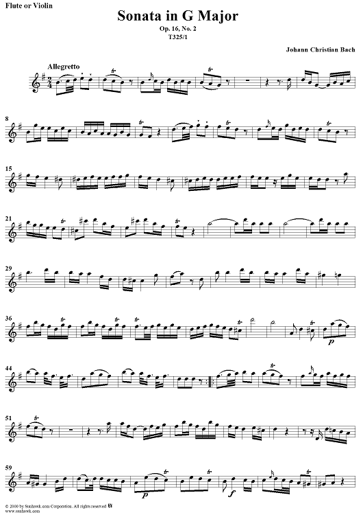Sonata in G Major, Op. 16, No. 2 - Flute/Violin