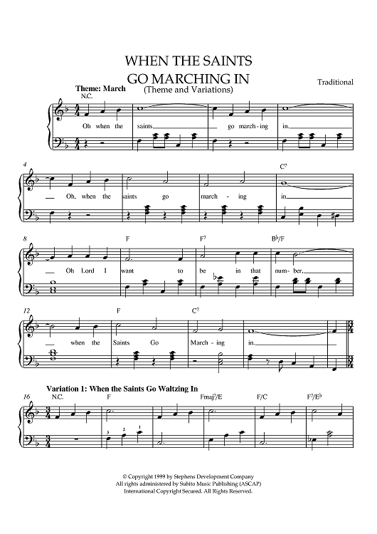 When The Saints Go Marching In (Theme and Variations)