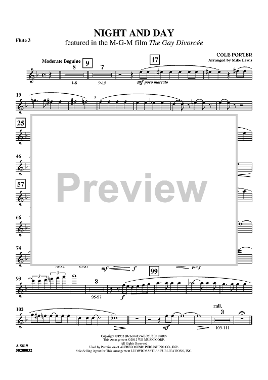 Night and Day - Featured in the M-G-M film The Gay Divorcée - Flute 3