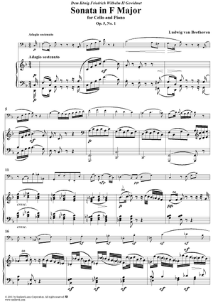 Cello Sonata No. 1 in F Major, Op. 5, No. 1 - Piano Score&quot