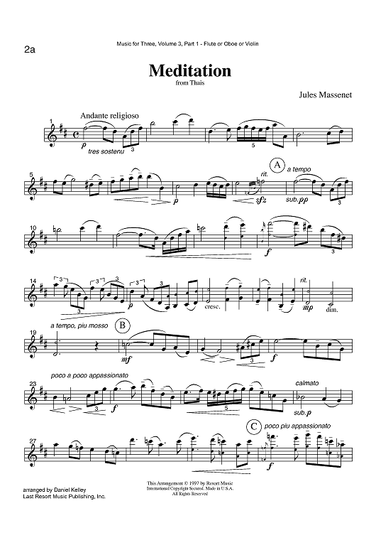 Meditation - from Thais - Part 1 Flute, Oboe or Violin