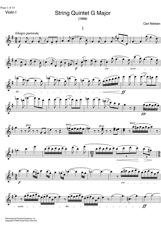 String Quintet G Major - Violin 1