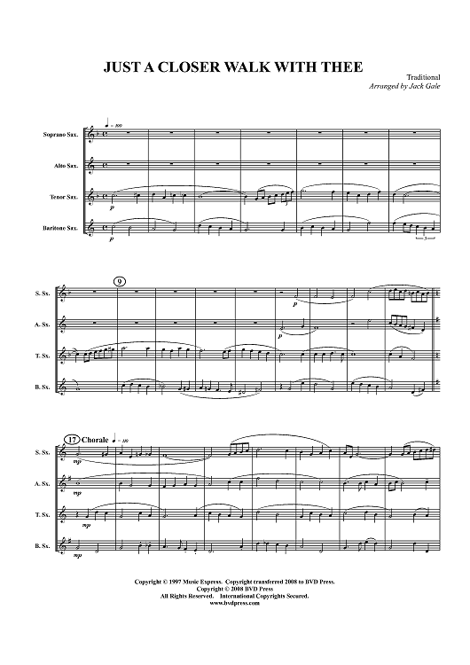 Just a Closer Walk With Thee - Score