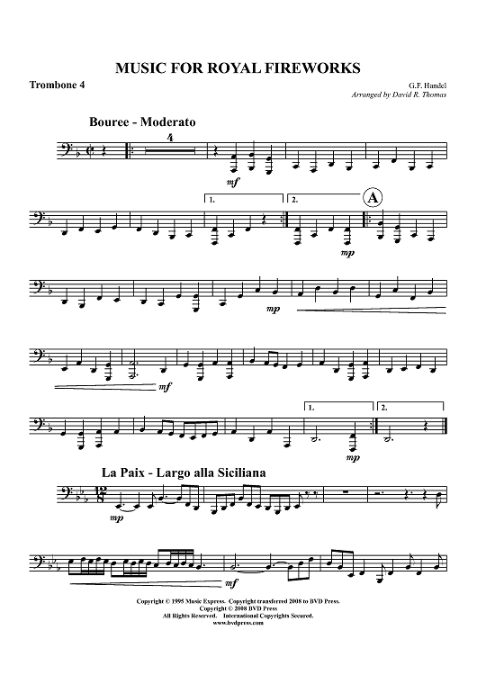 Music for Royal Fireworks - Trombone 4