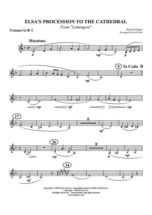 Elsa's Procession to the Cathedral (from "Lohengrin") - Trumpet 2