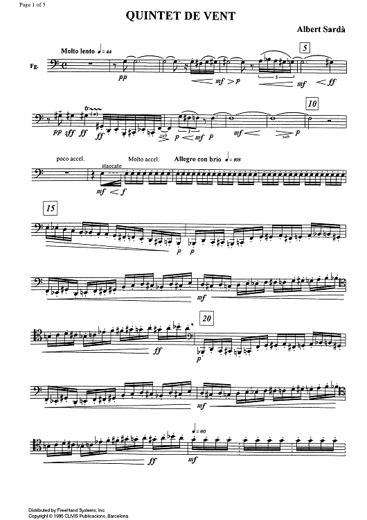 Quintet de Vent (Wind Quintet) - Bassoon