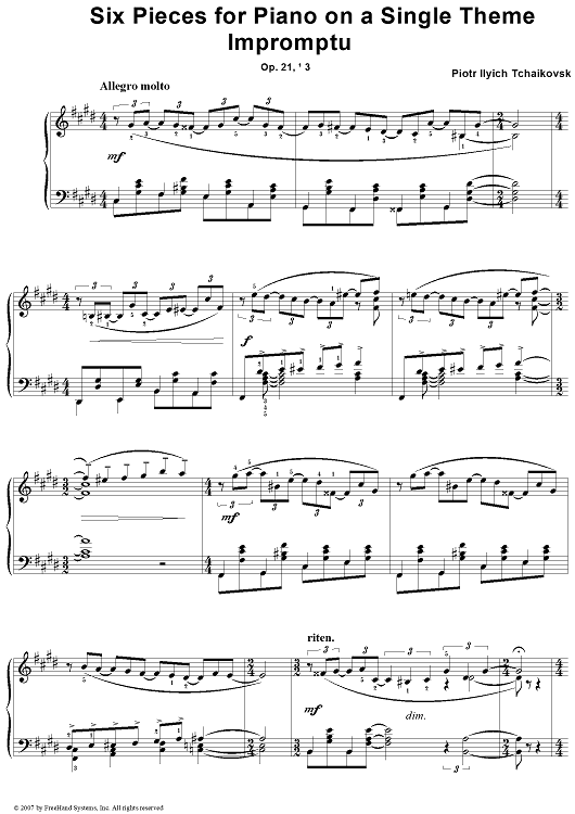 Six Pieces for Piano on a Single Theme. No. 3. Impromptu