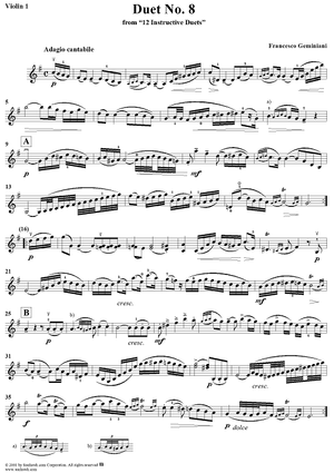 Duet No. 8, from "12 Instructive Duets" - Violin 1