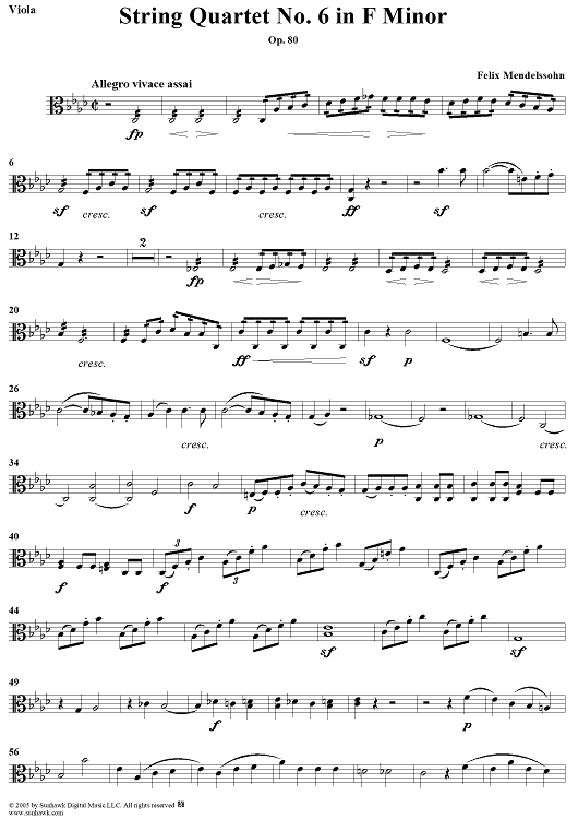 String Quartet No. 6 in F Minor, Op. 80 - Viola