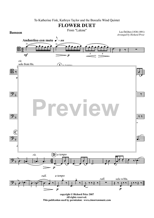 Flower Duet - from "Lakme" - Bassoon