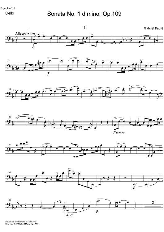 Sonata No. 1 d minor Op.109 - Cello
