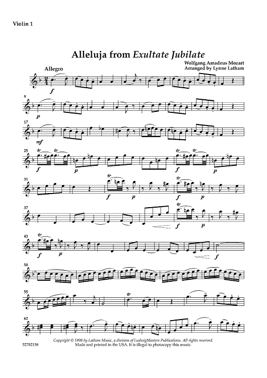 Allelujah from Exultate Jubilate - Violin 1