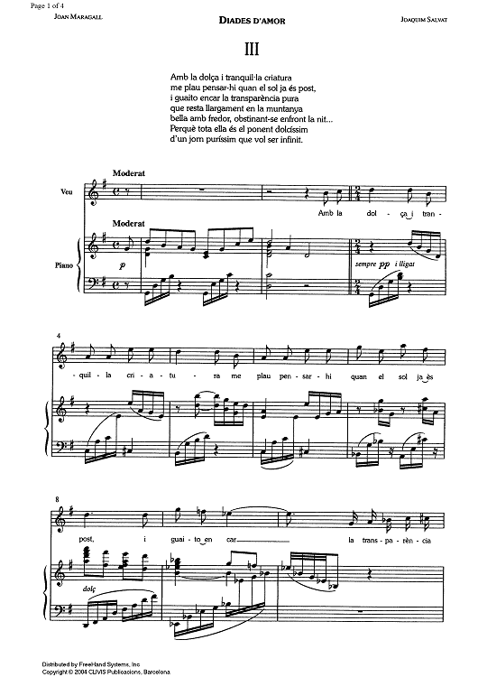 Amb la dolca i tranquil la criatura - Score